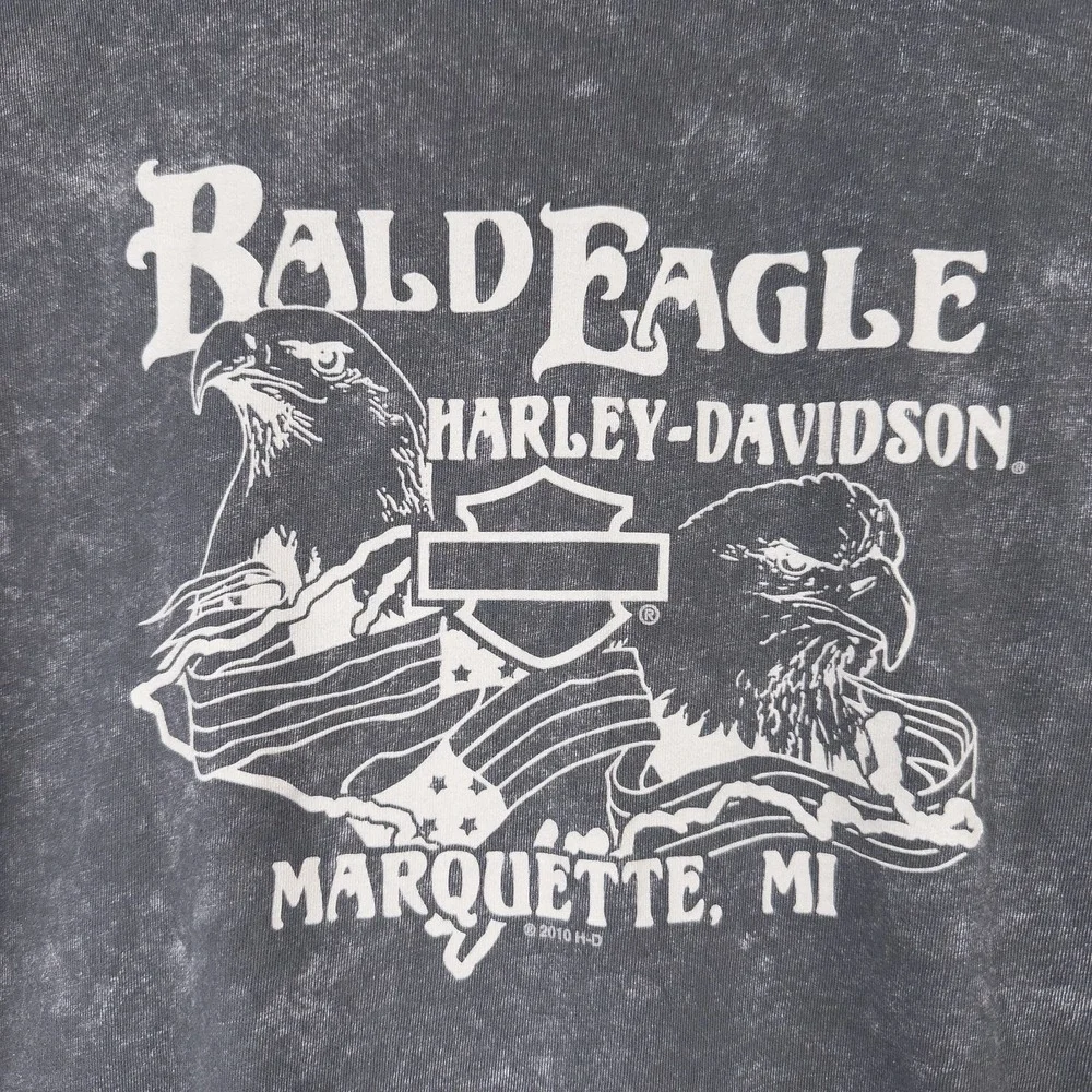 Harley Davidson Womens XL Marquette MI Forever Bald Eagle Studded 3/4 Sleeve Top - Picture 15 of 16